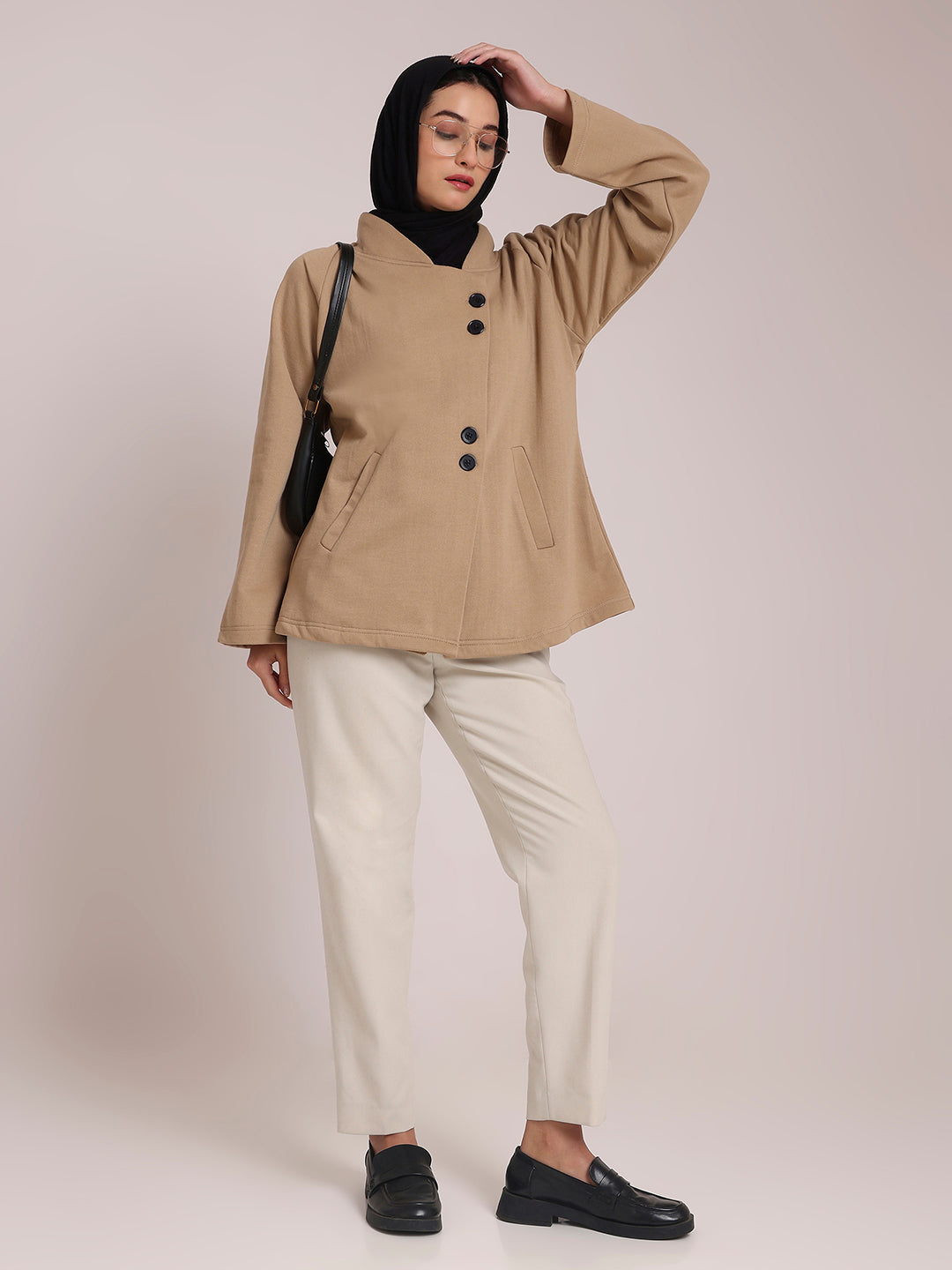 Women’s Beige Fleece Jacket– Modest Winter Wear