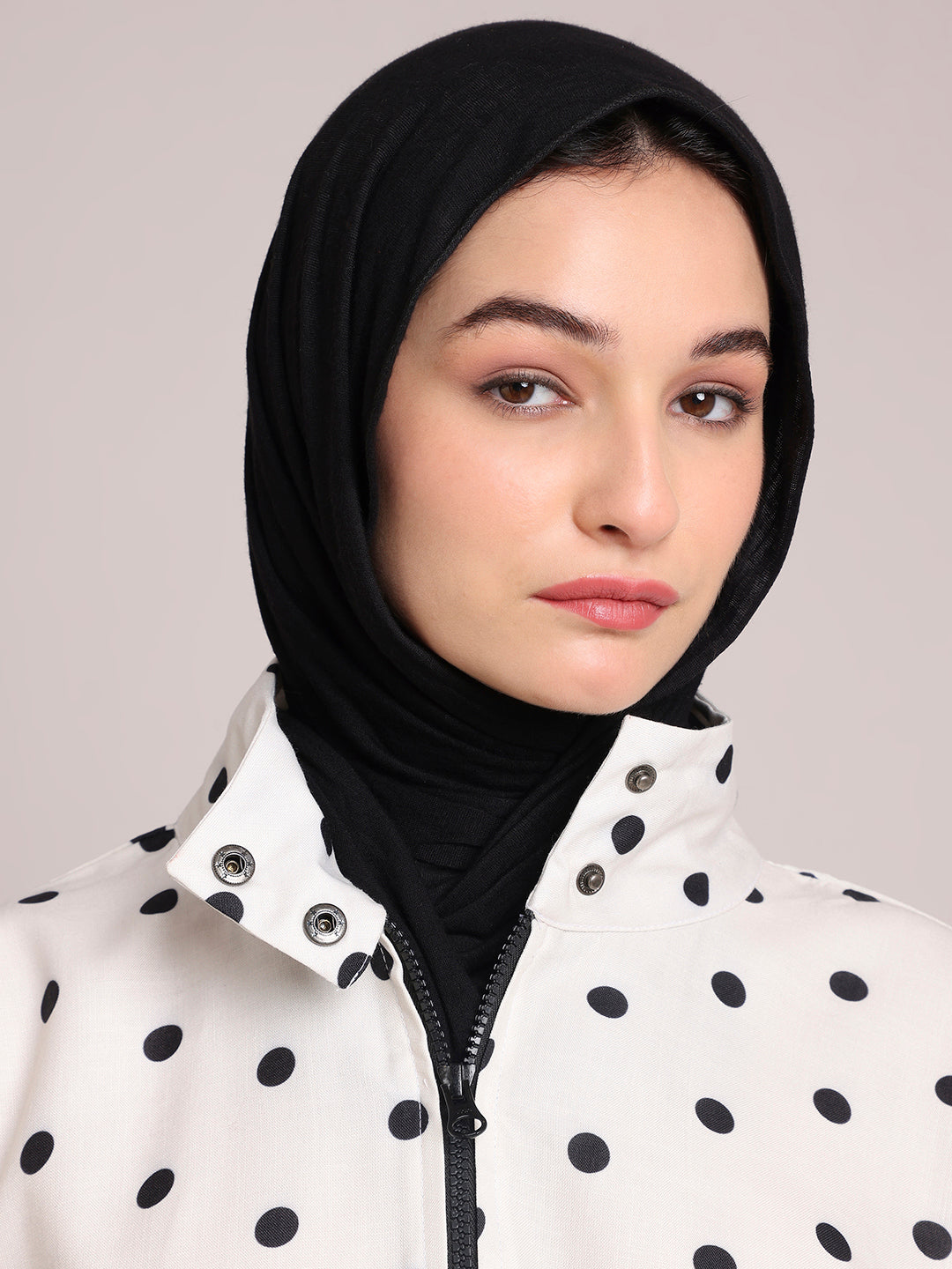 Polka Printed White Jacket for Women