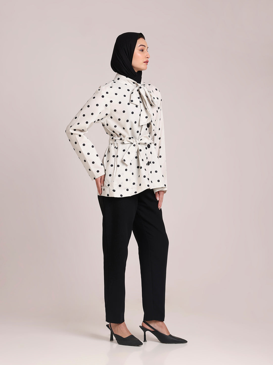 Polka Dot White Jacket for Women – Winter Wear