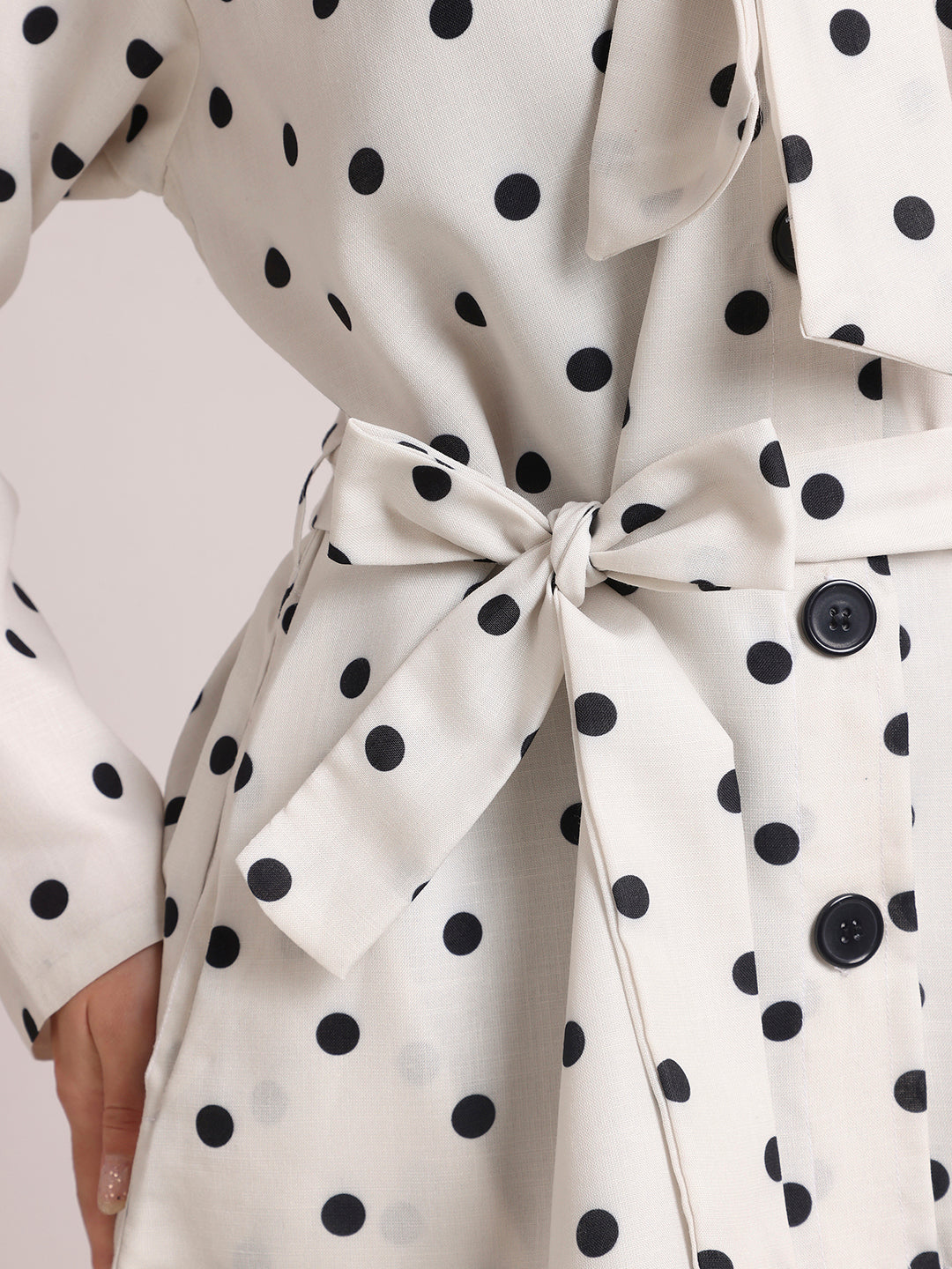 Polka Dot White Jacket for Women – Winter Wear