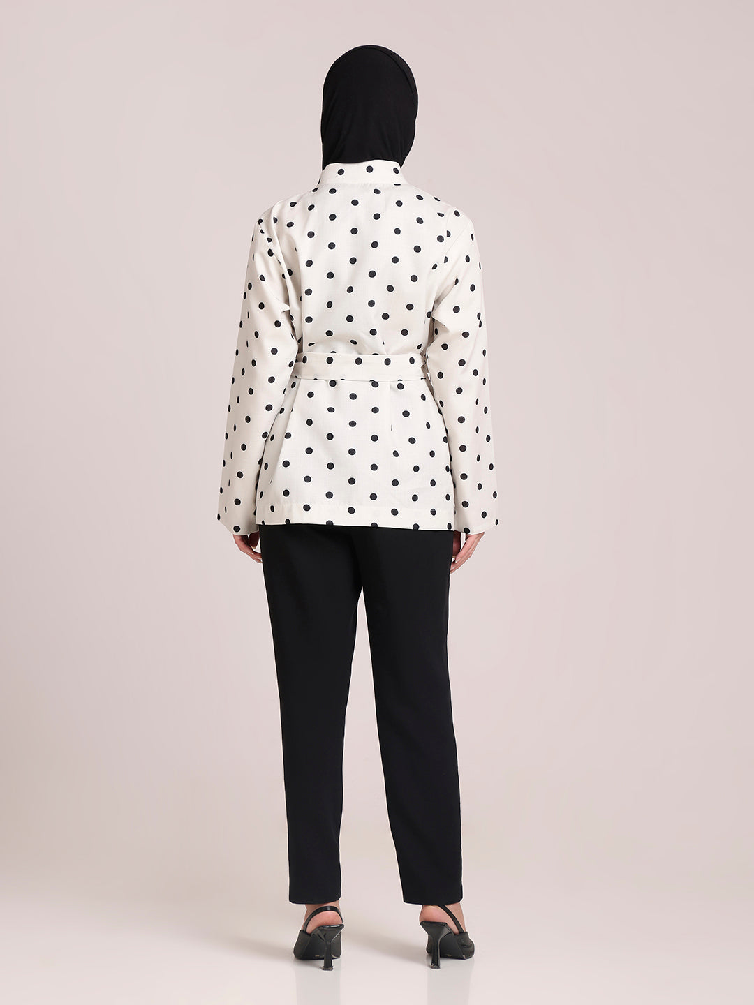 Polka Dot White Jacket for Women – Winter Wear