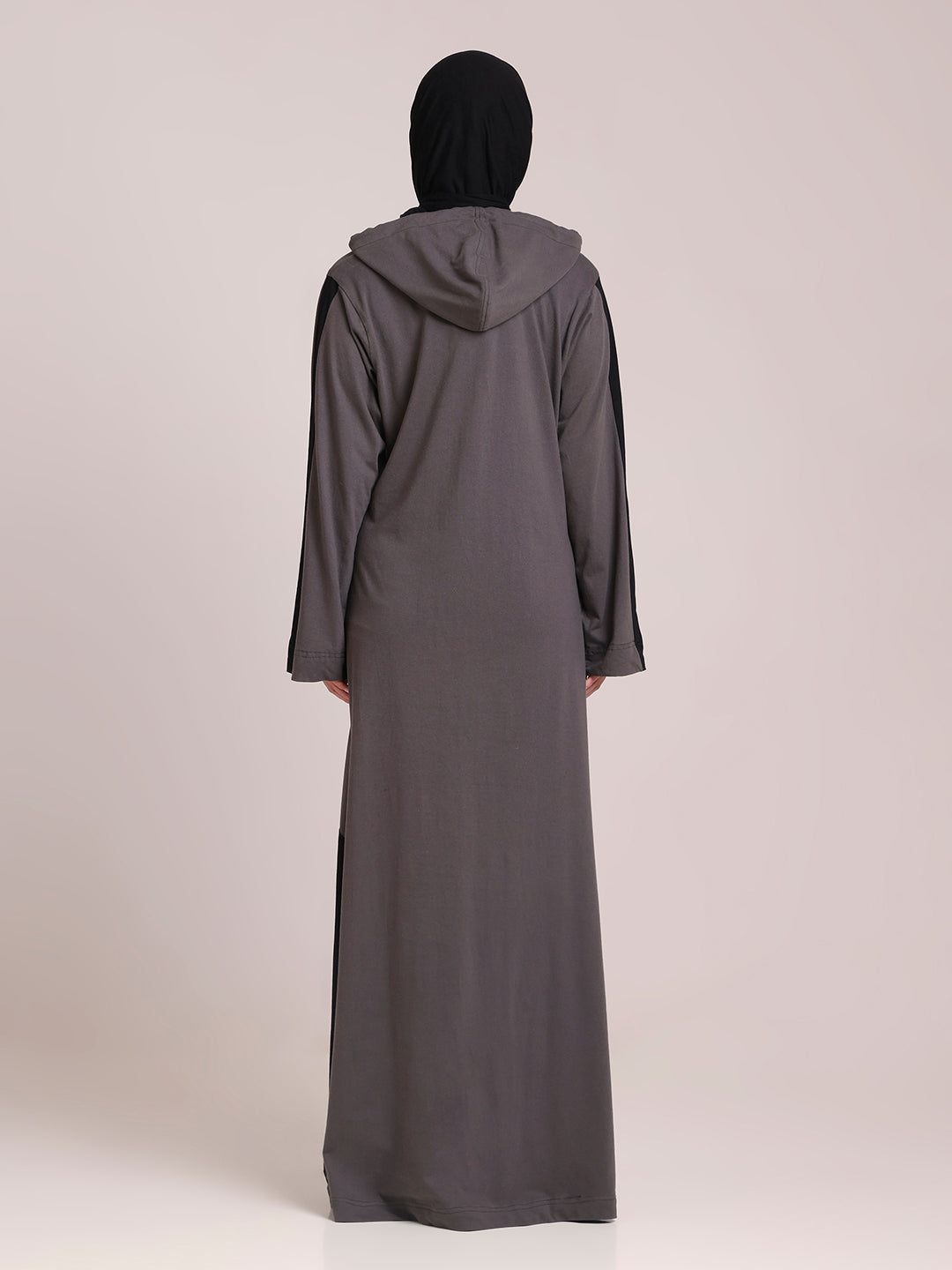 Grey Front Open Jersey Hoodie Abaya – Modest Wear