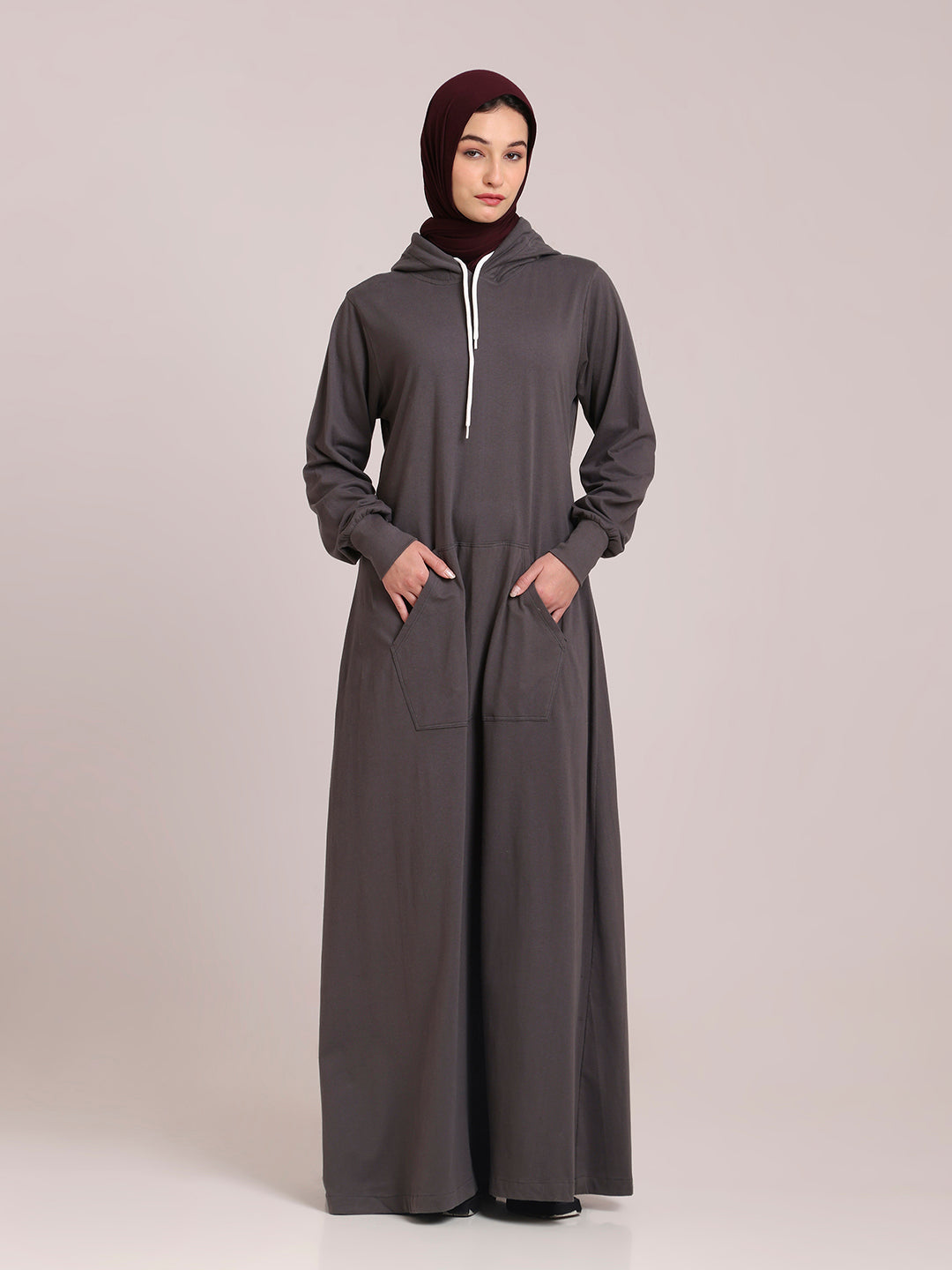 Women’s Grey Jersey Hoodie Abaya – Modest Wear