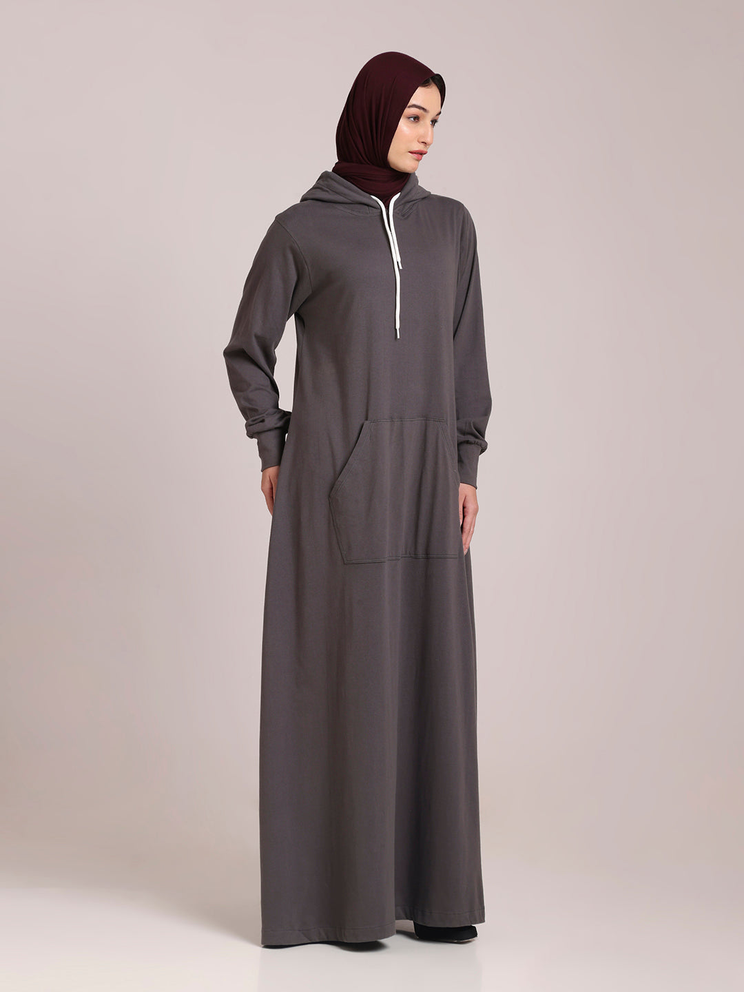 Women’s Grey Jersey Hoodie Abaya – Modest Wear