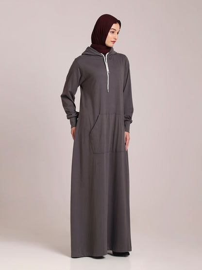 Women’s Grey Jersey Hoodie Abaya – Modest Wear
