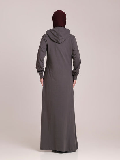 Women’s Grey Jersey Hoodie Abaya – Modest Wear