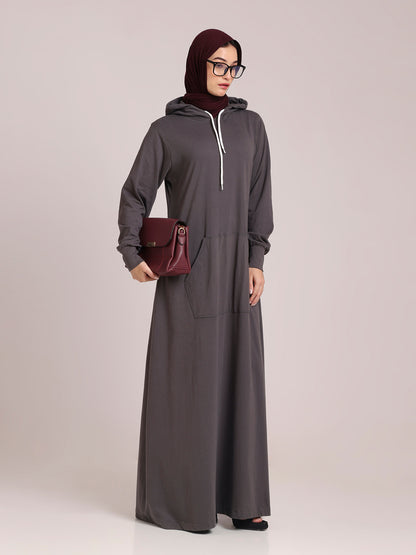 Women’s Grey Jersey Hoodie Abaya – Modest Wear