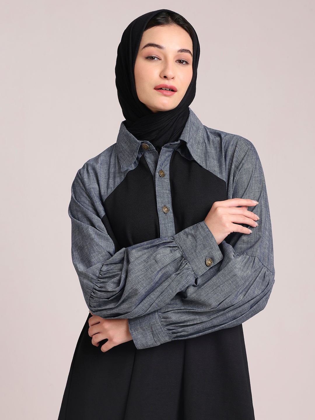 Fleece Denim Dress for Women – Modest Winter Wear