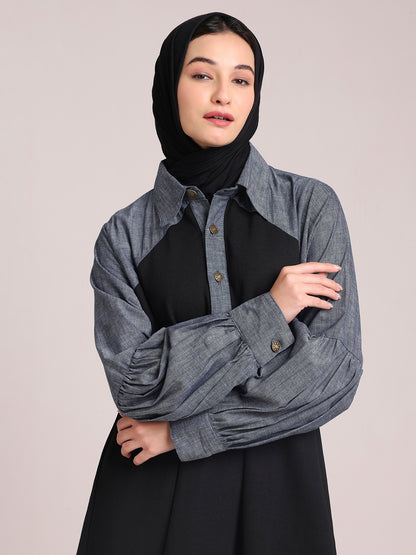 Fleece Denim Dress for Women – Modest Winter Wear