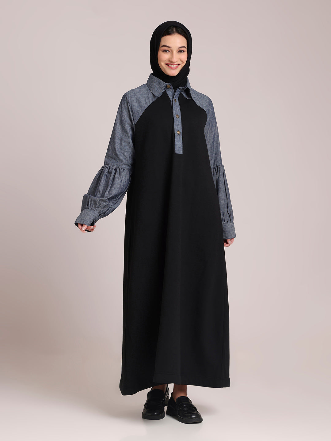 Fleece Denim Dress for Women – Modest Winter Wear