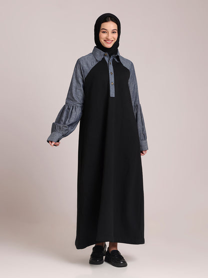Fleece Denim Dress for Women – Modest Winter Wear