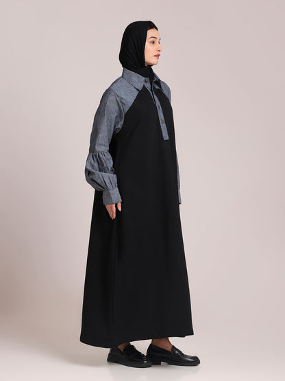 Fleece Denim Dress for Women – Modest Winter Wear