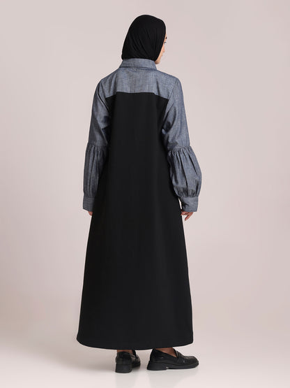 Fleece Denim Dress for Women – Modest Winter Wear