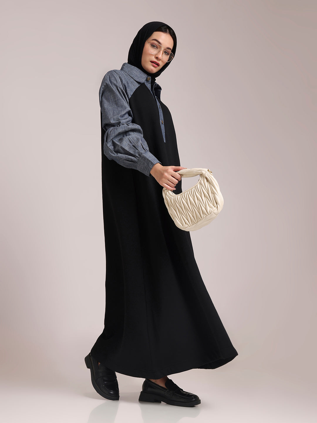 Fleece Denim Dress for Women – Modest Winter Wear