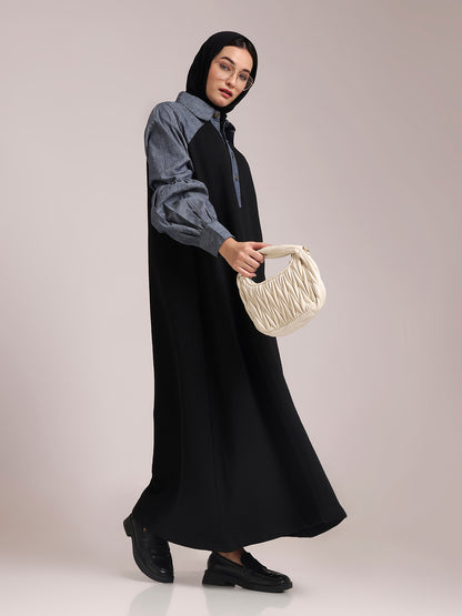 Fleece Denim Dress for Women – Modest Winter Wear