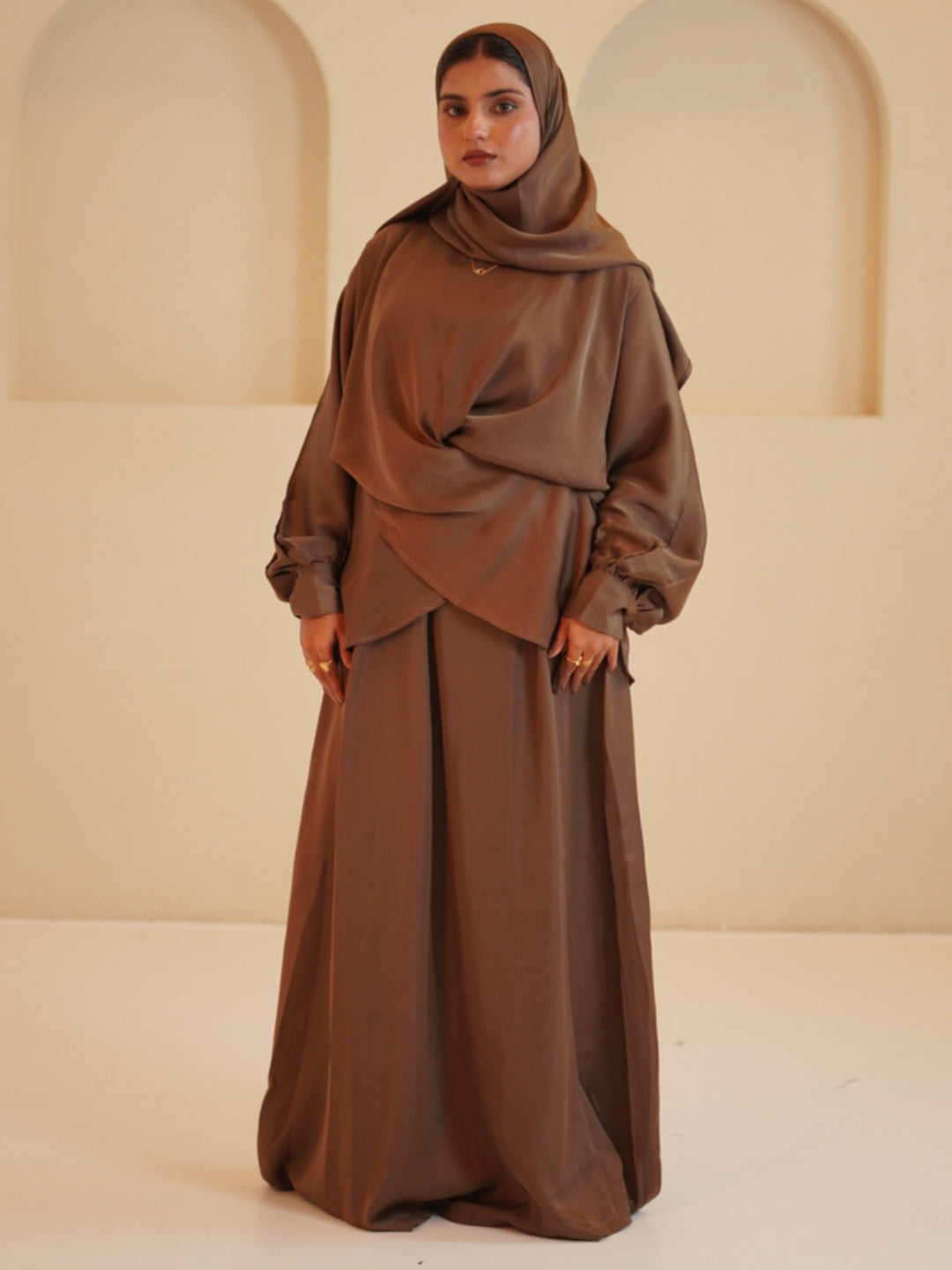 Modest Draped Dress 2 Piece Set with Matching Dupatta