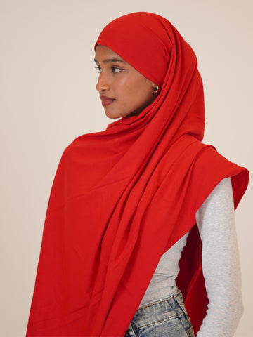 Women’s Orange Solid Viscose Jersey Hijab