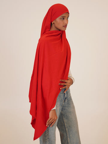 Women’s Orange Solid Viscose Jersey Hijab