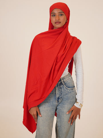 Women’s Orange Solid Viscose Jersey Hijab