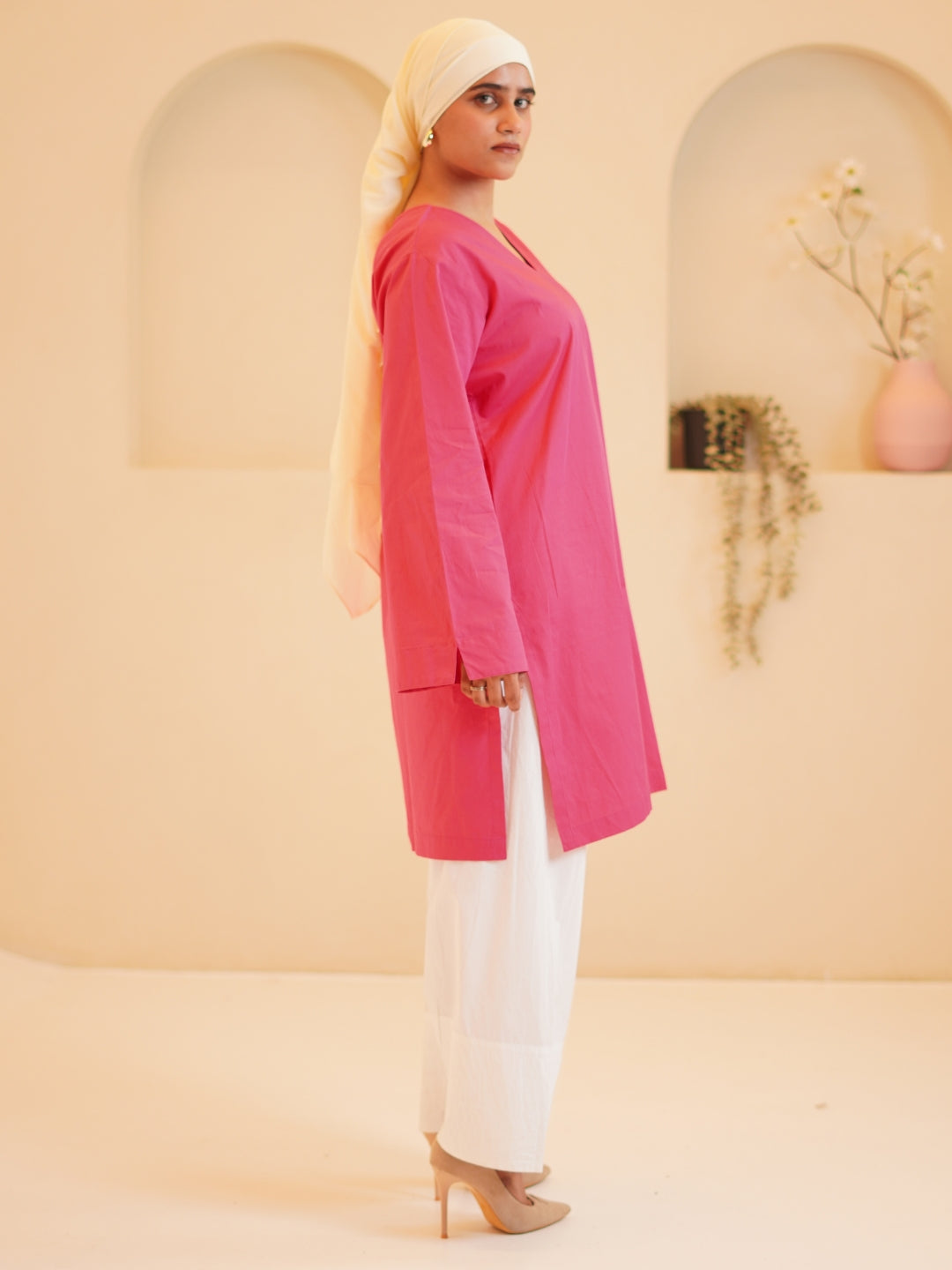 Women’s Modest Solid Pink Farsi Set