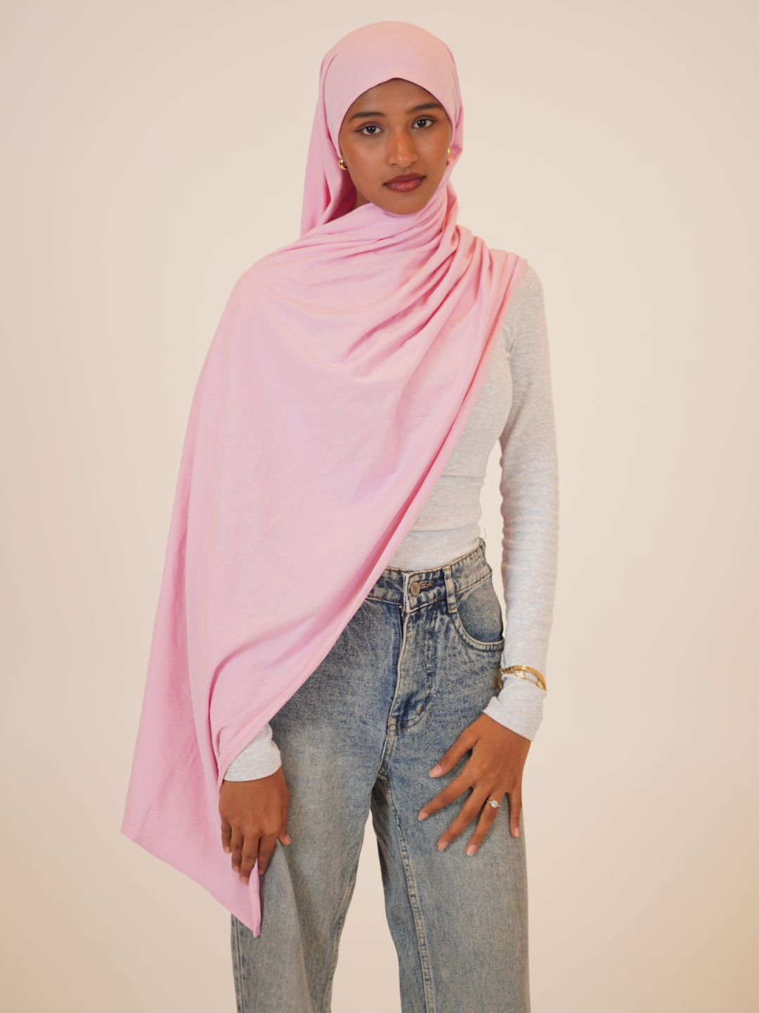 Women’s Pink Solid Viscose Jersey Hijab