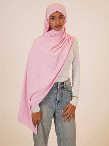 Women’s Pink Solid Viscose Jersey Hijab