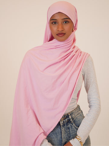 Women’s Pink Solid Viscose Jersey Hijab