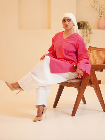 Women’s Modest Solid Pink Farsi Set