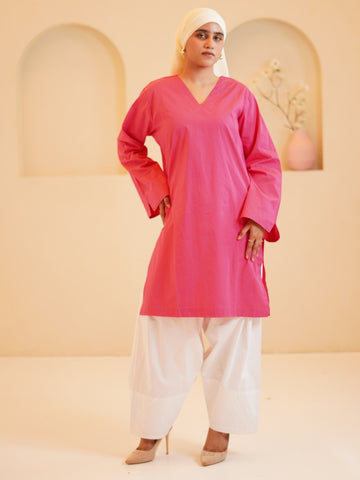 Women’s Modest Solid Pink Farsi Set