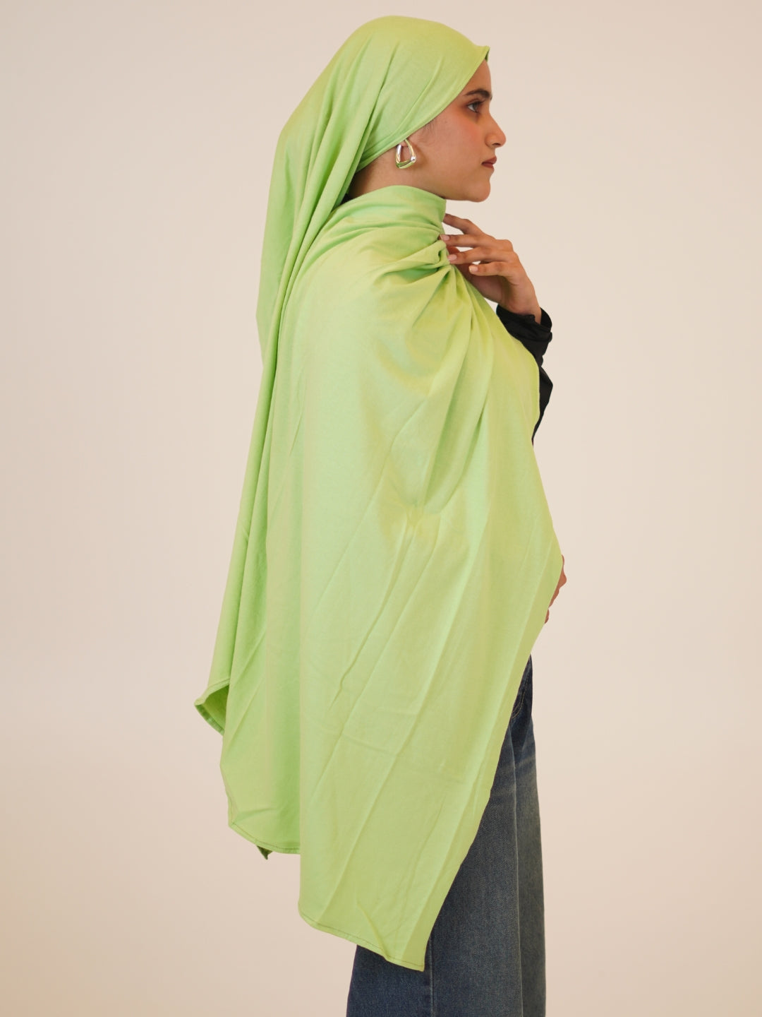 Lime Green Solid Viscose Jersey Hijab