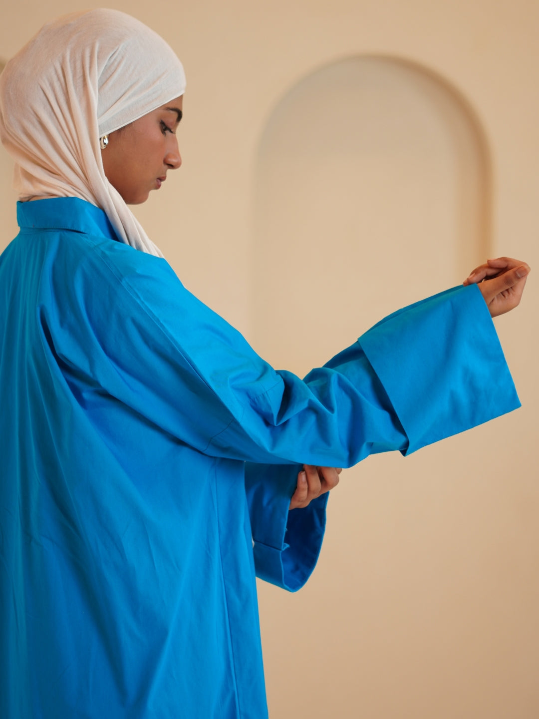 Royal Blue Front Open Solid Shirt Dress
