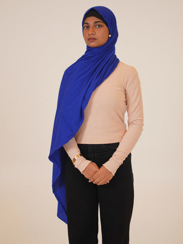 Women’s Royal Blue Solid Viscose Jersey Hijab