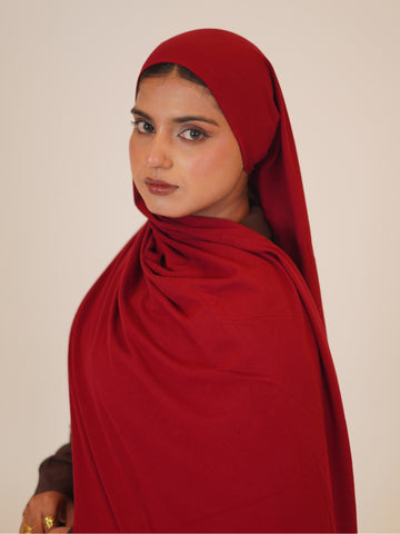 Women’s Red Solid Viscose Jersey Hijab