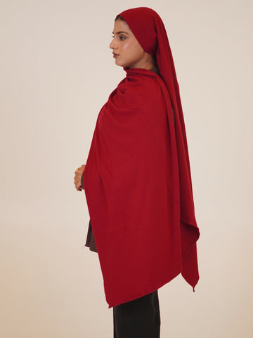 Women’s Red Solid Viscose Jersey Hijab