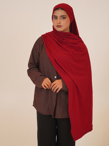 Women’s Red Solid Viscose Jersey Hijab
