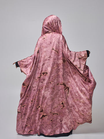 Women's 2 Piece Modest Printed Shrug Abaya with Matching Hijab