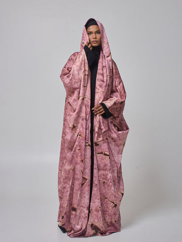 Women's 2 Piece Modest Printed Shrug Abaya with Matching Hijab