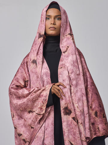 Women's 2 Piece Modest Printed Shrug Abaya with Matching Hijab
