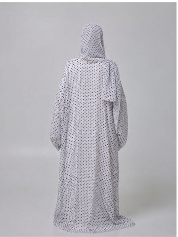 Modest Polka Printed Shrug Abaya with Black Inner & Matching Hijab