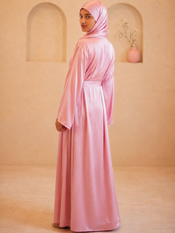Modest Pink Shrug Abaya with Matching Inner & Dupatta