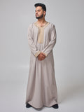 Embroidered Moroccan Light Grey Thobe for Men