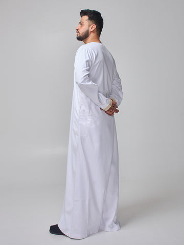 Embroidered Moroccan White Thobe for Men