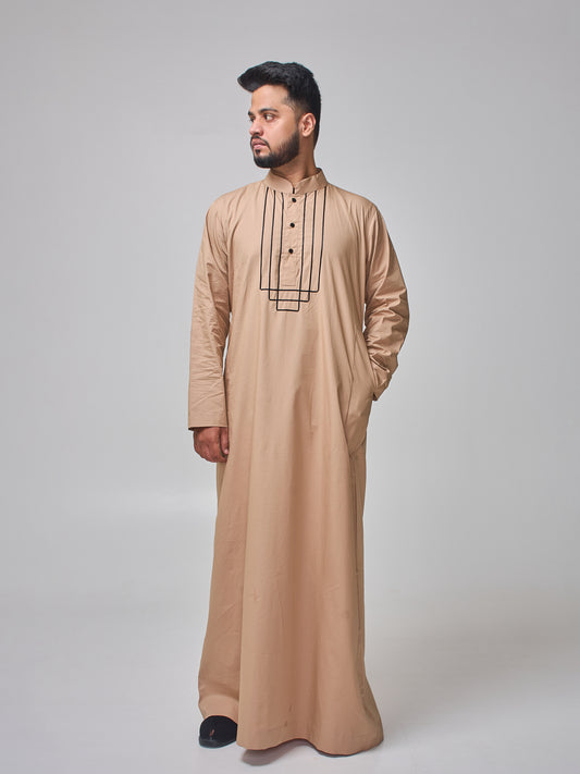 Men’s Beige Solid Arabic Thobe