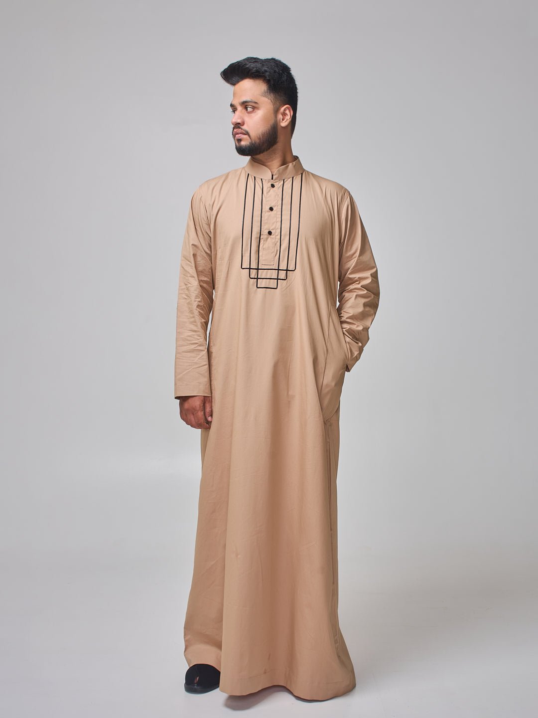 Men’s Beige Solid Arabic Thobe