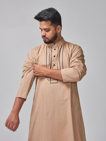 Men’s Beige Solid Arabic Thobe