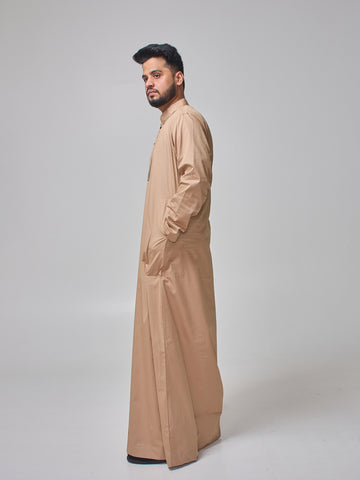 Men’s Beige Solid Arabic Thobe