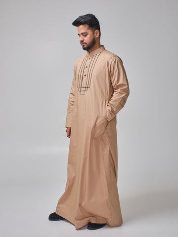 Men’s Beige Solid Arabic Thobe