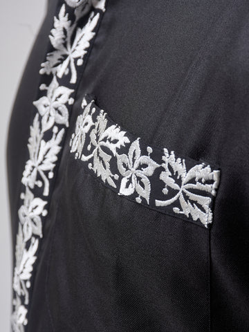 Men’s Black Embroidered Arabic Thobe