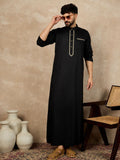 Men's Black Embroidered Thobe / Jubba