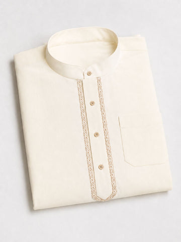 Men’s Off White Embroidered Arabic Thobe /Jubba